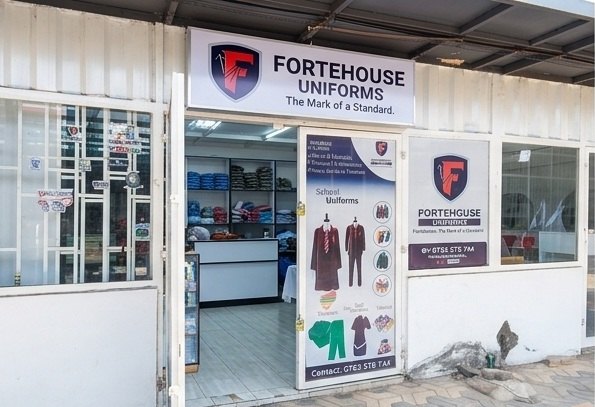 Fortehouse Uniforms shopfront with signage reading The Mark of a Standard