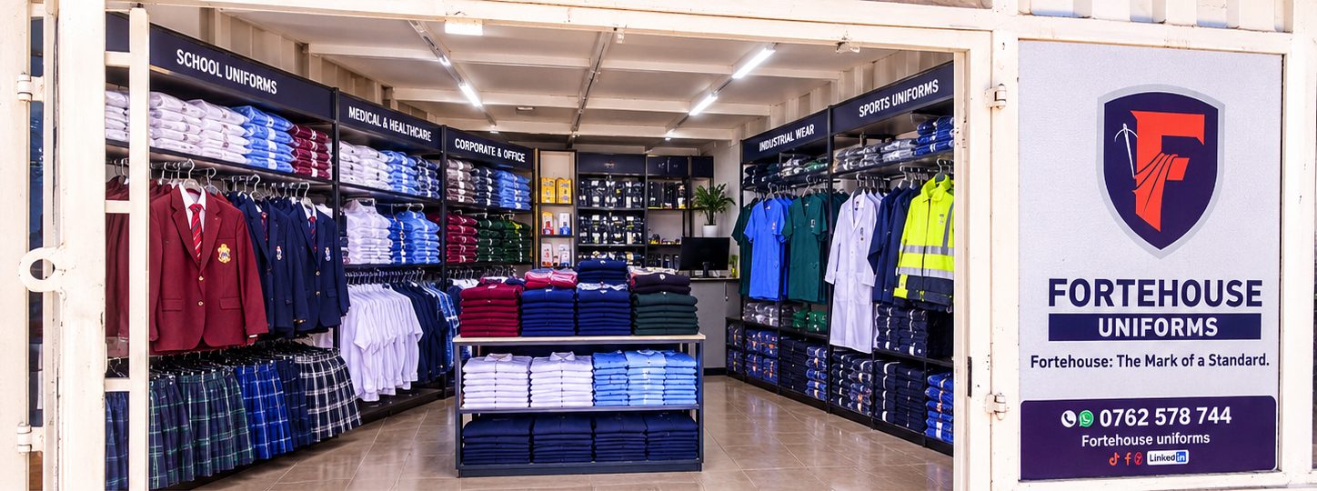 Fortehouse Uniforms showroom with school, medical, corporate, industrial and sports uniform sections